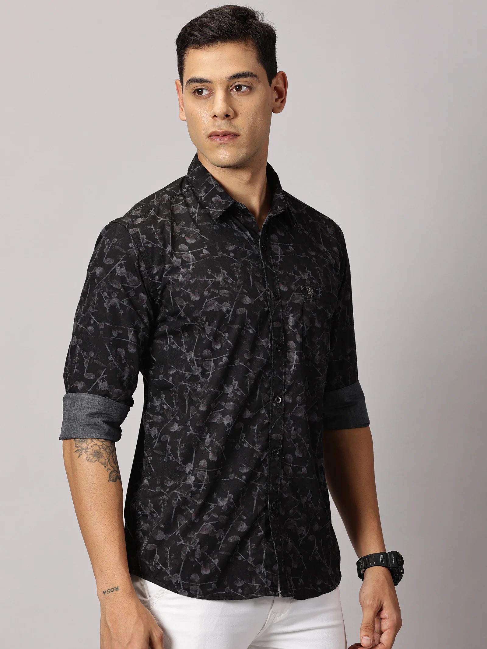 Men Solid Full Sleeve Cotton Stretch Shirt4
