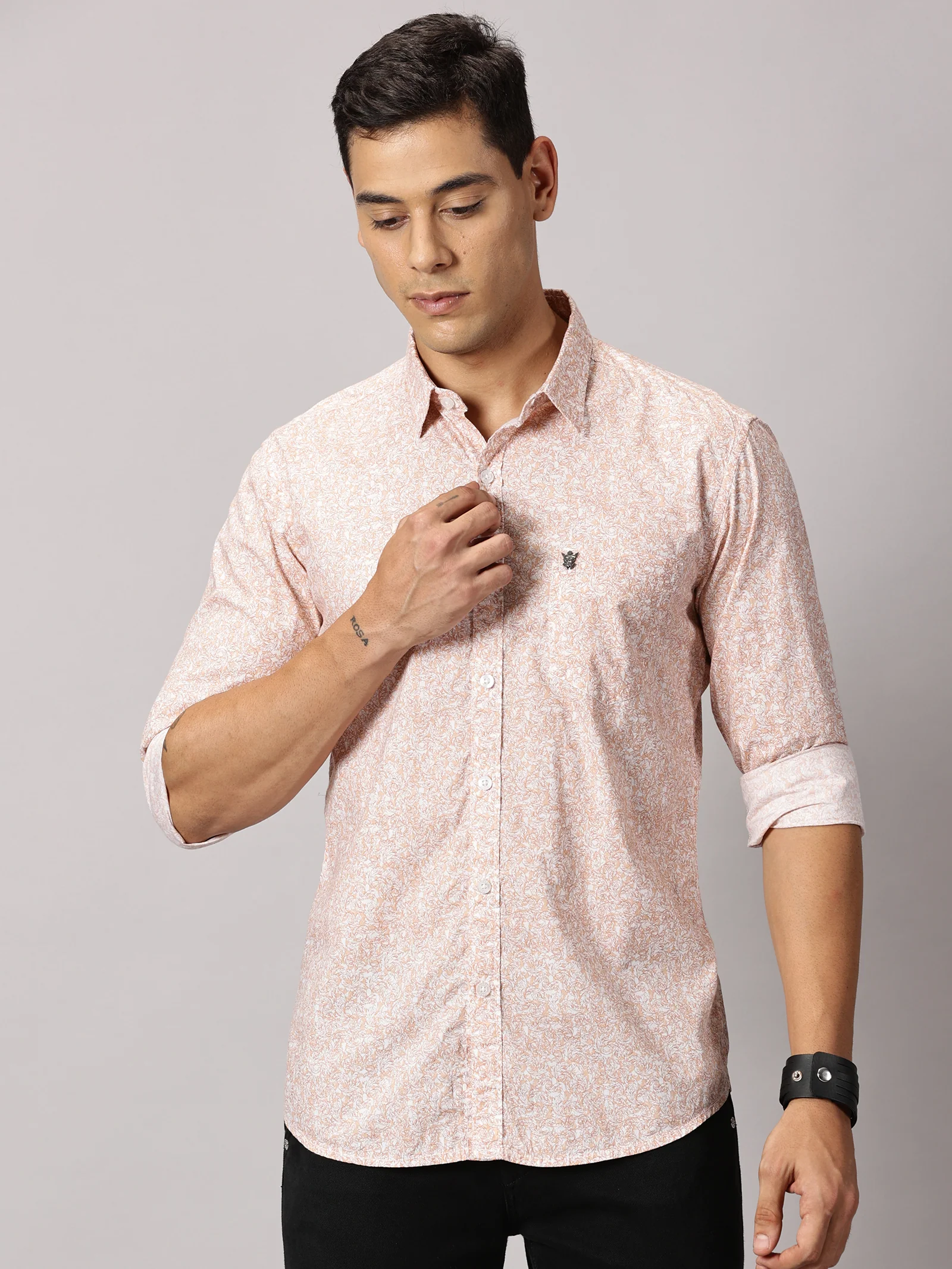 Men Solid Full Sleeve Cotton Stretch Shirt1
