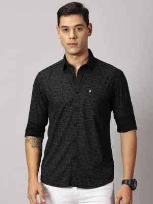 Men Solid Full Sleeve Cotton Stretch Shirt2